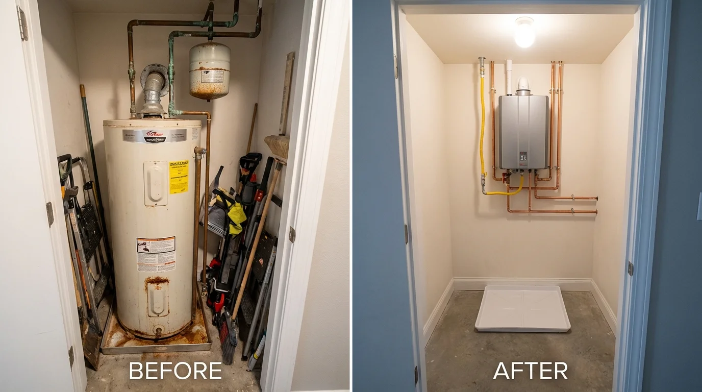 Tank water heater versus wall-mounted tankless unit comparison for Wolf Point, MT homeowners